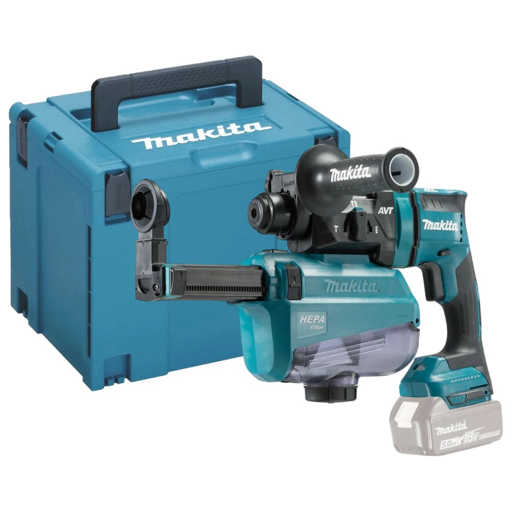 Аккумуляторный перфоратор Makita DHR182ZWJ, 18 В, 1.7 Дж, 5000 уд/мин, без АКБ и ЗУ, в кейсе