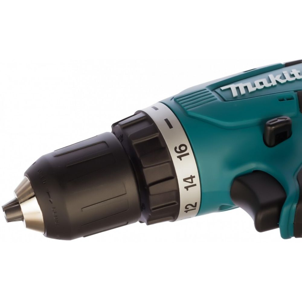 Набор Makita: аккумуляторная дрель-шуруповерт DF347DWE, 14.4 B, 30 Нм, 1400 об/мин, с 2 АКБ 1.5 Ач и ЗУ, в кейсе + перчатки PGH-190280-L, PT1049