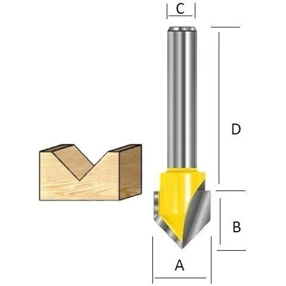 Фреза V-образная 60° Makita 12, 7х15, 9х8х32х2Т, D-10752