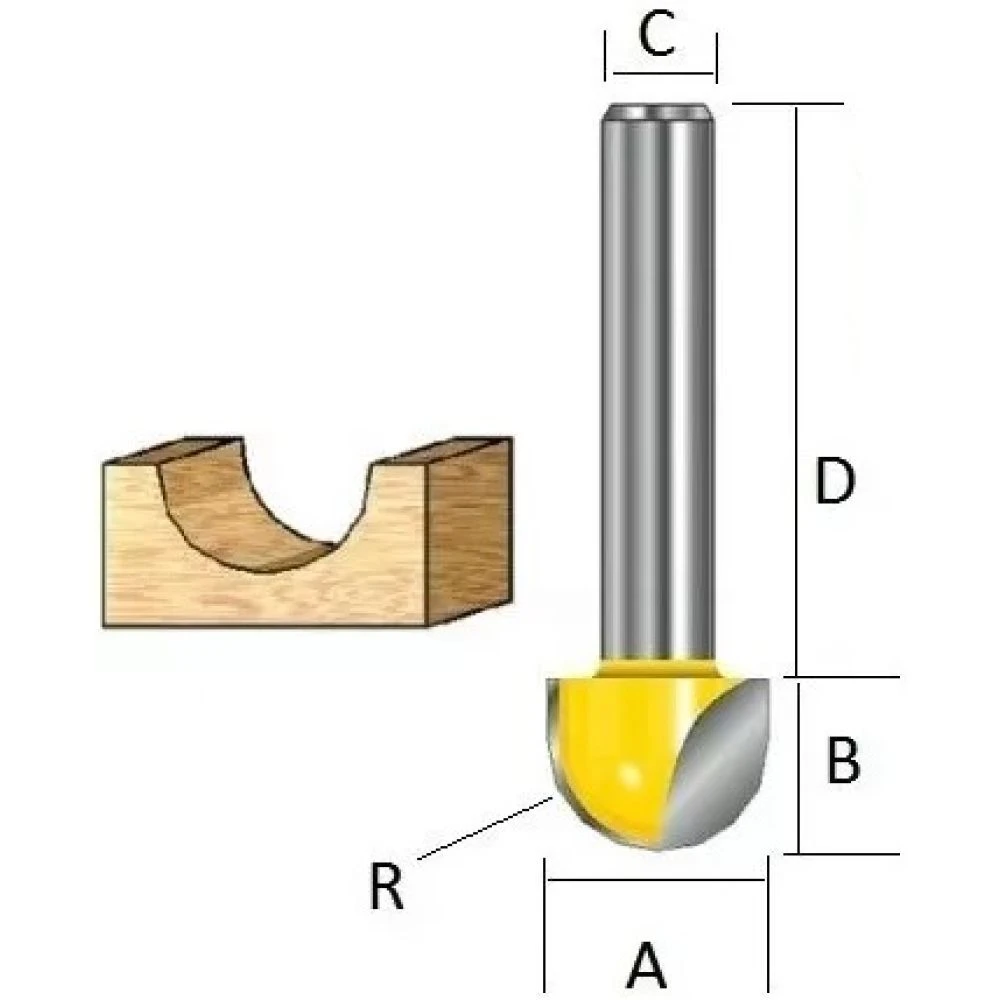 Фреза пазовая галтельная Makita 8R 16х12х12х38х2Т, D-10833