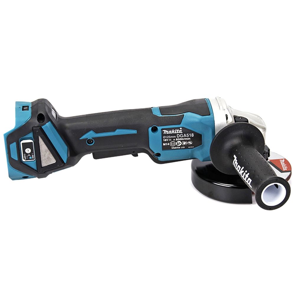 Аккумуляторная угловая шлифмашина Makita, 18 В, 125 мм, 8500 об/мин, без АКБ и ЗУ, DGA518ZU