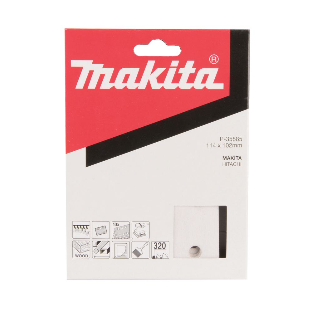 Бумага шлифовальная для шлифмашинок Makita 114х102 мм, K320, цвет белый, 10 шт., P-35885