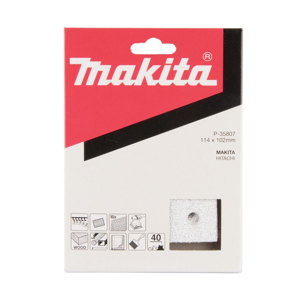 Бумага шлифовальная для шлифмашинок Makita 114х102 мм, K40, цвет белый, 10 шт., P-35807