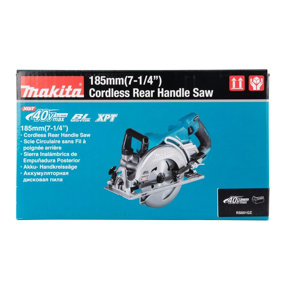 Аккумуляторная дисковая пила Makita RS001GZ, 40 В, 185 мм, 6400 об/мин, без АКБ и ЗУ