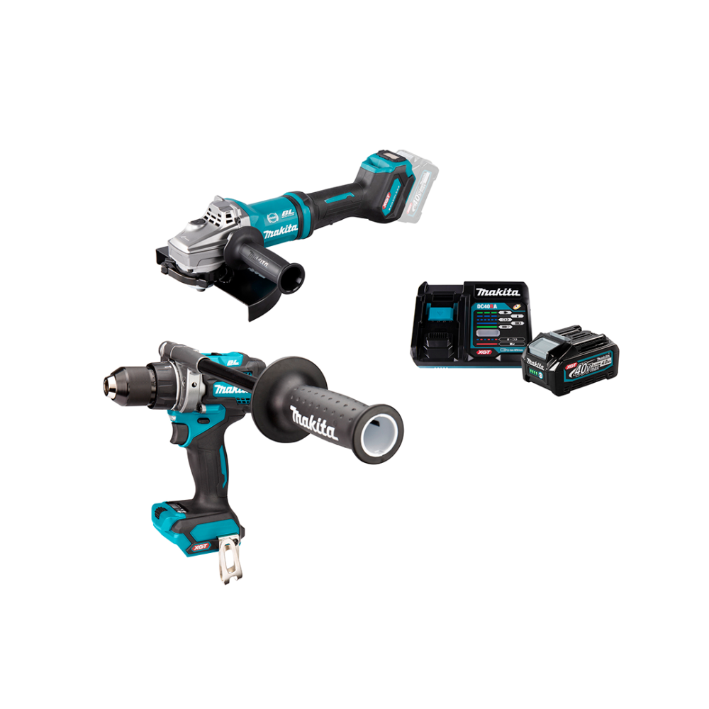 Набор: аккумуляторная угловая шлифовальная машина Makita GA038GZ + aккумуляторная дрель-шуруповерт Makita DF001GZ  + аккумулятор с зарядным устройством Makita 191J67-0