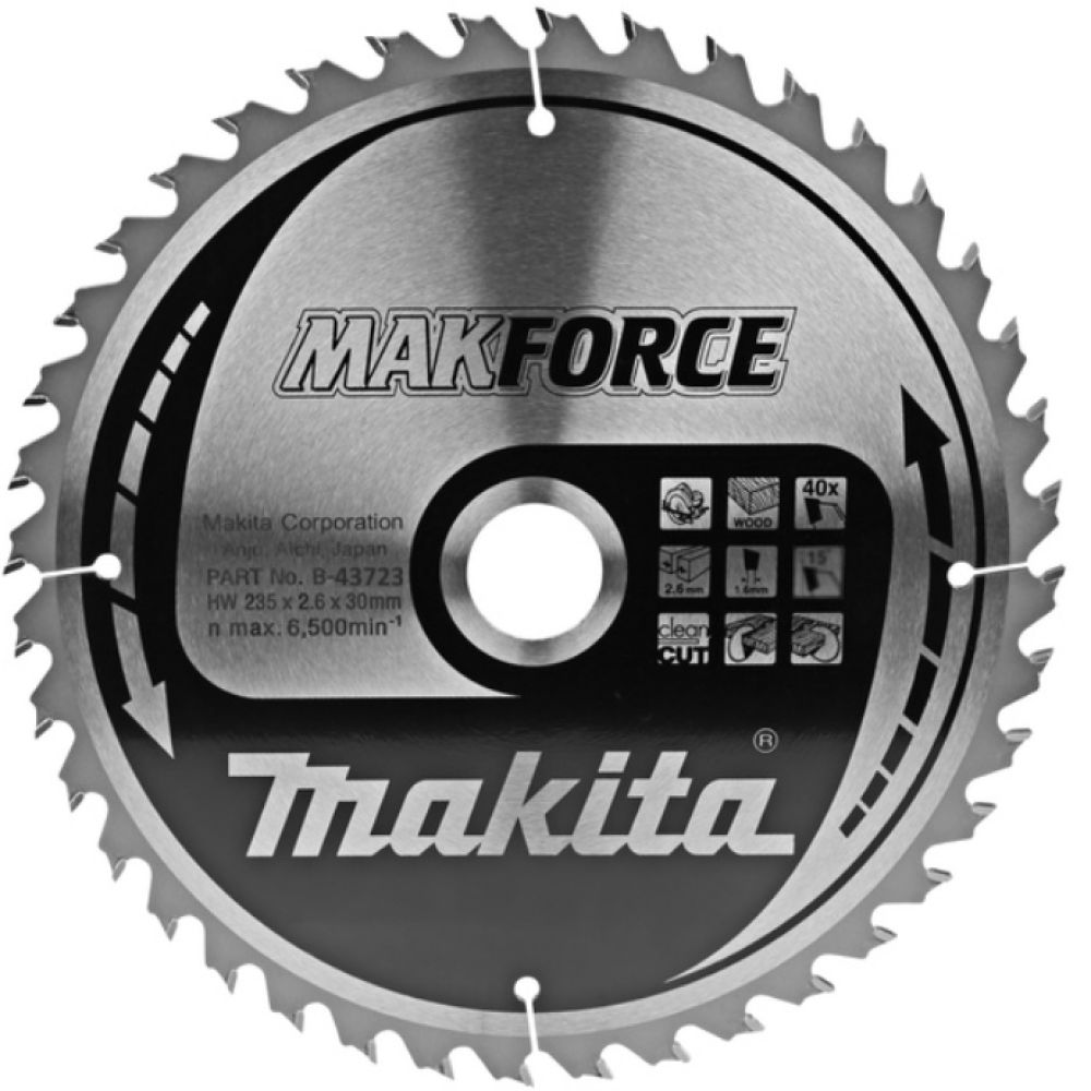 Пильный диск Makita для дерева MAKFORCE, 235x30x2.6/1.6x40T, B-43723