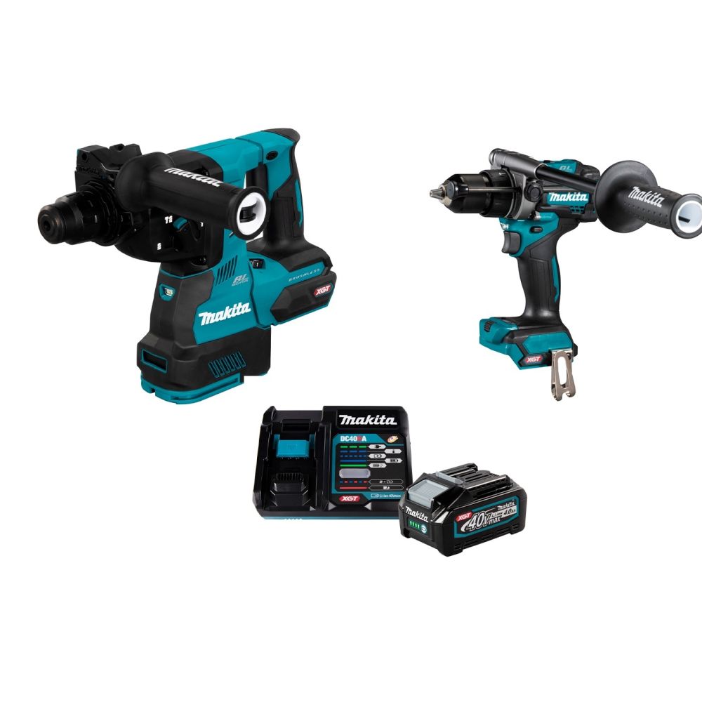 Набор: аккумуляторный перфоратор Makita HR003GZ + аккумуляторная ударная дрель-шуруповерт Makita HP001GZ + аккумулятор с зарядным устройством Makita 191J67-0