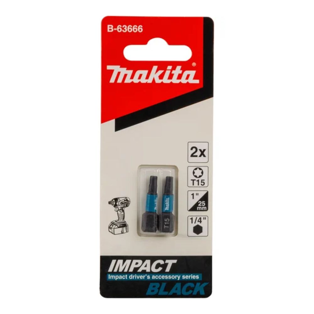 Бита Makita T15, 25 мм, хвостовик 1/4", 2 шт. (B-63666)
