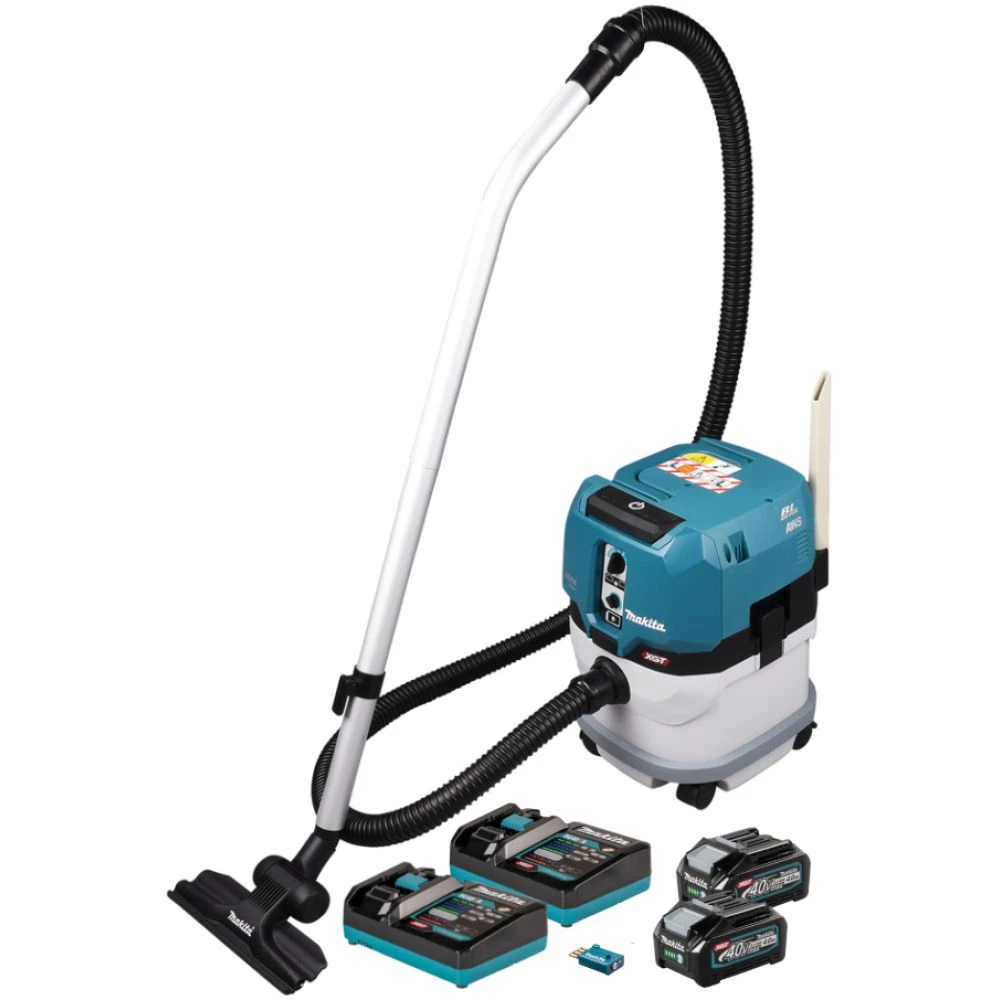 Аккумуляторный строительный пылесос Makita VC004GLZ01, 40 В, 12 л, с АКБ 4 Ач и ЗУ (PT1434)