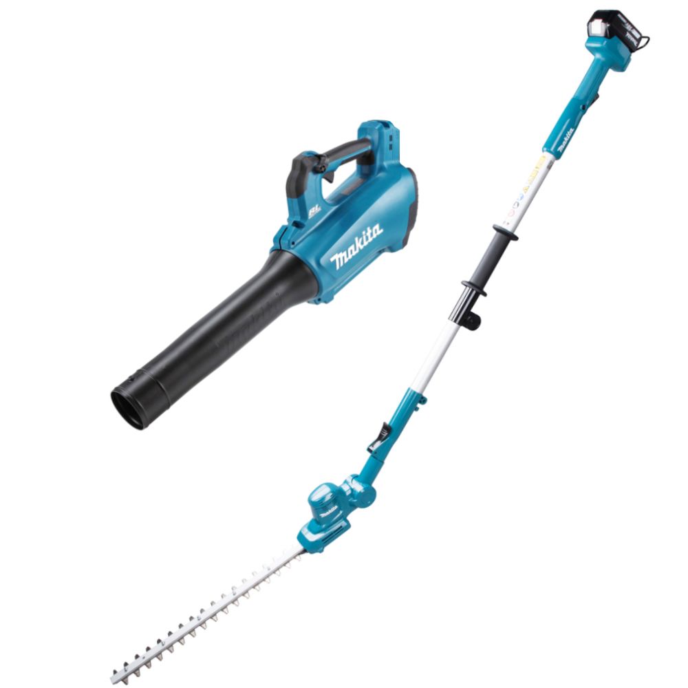 Аккумуляторный набор садовой техники Makita, 18 В: кусторез-высоторез DUN461W + воздуходувка DUB184, с АКБ 3 Ач и ЗУ