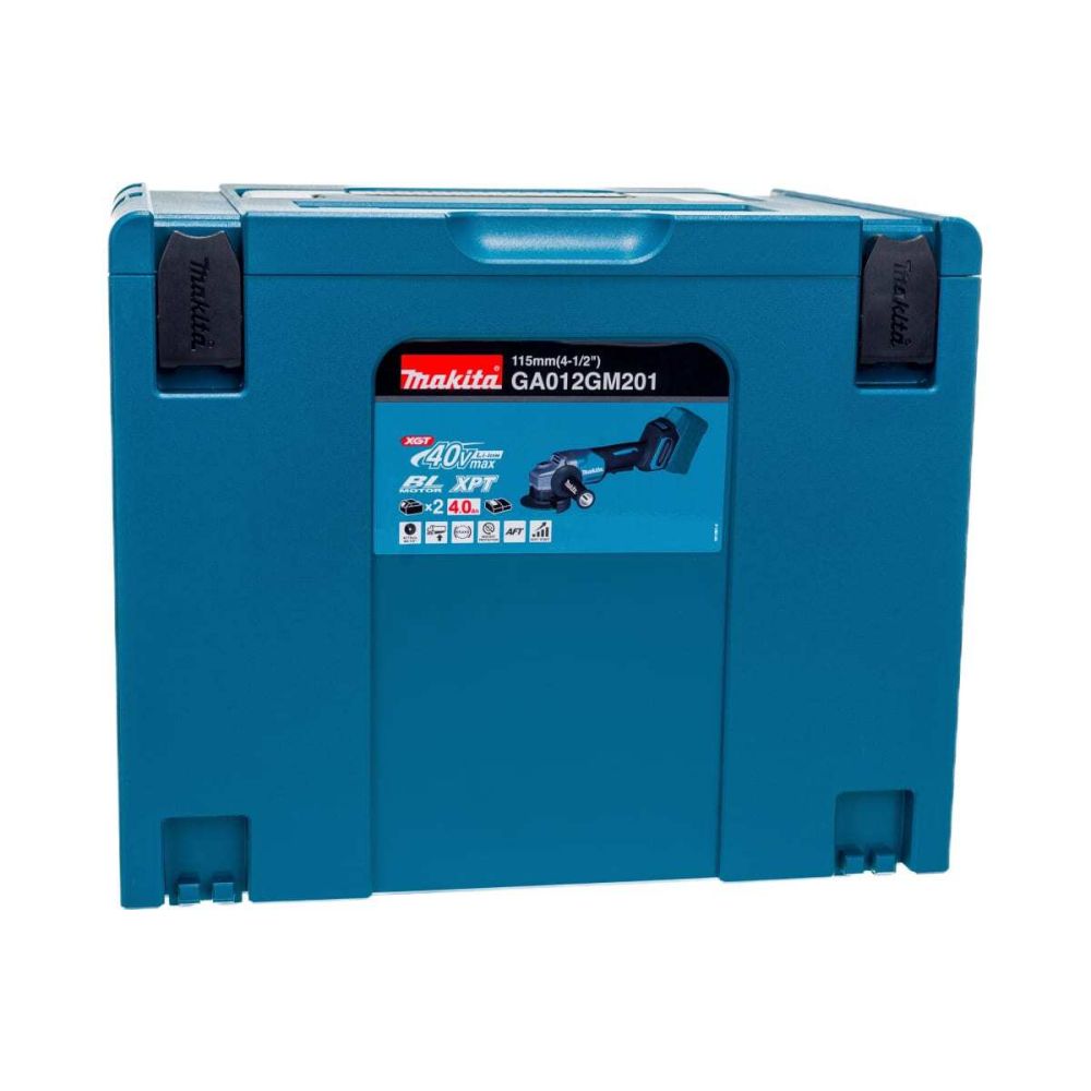 Аккумуляторная угловая шлифовальная машина Makita XGT, 2x4.0 Ач, 40 В, 115 мм, 8500 об/мин, кейс, GA012GM201
