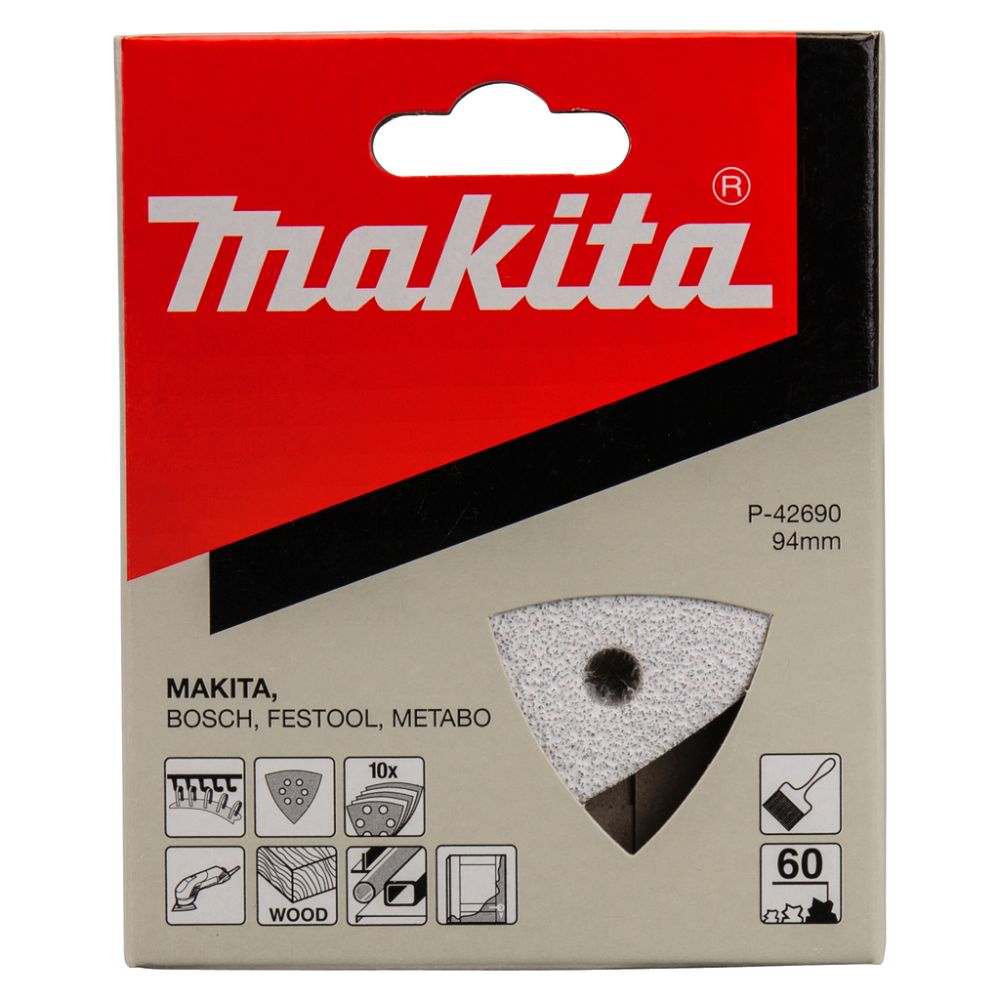 Бумага шлифовальная для шлифмашинок Makita 94 мм, K150, цвет белый, 10 шт., P-42737