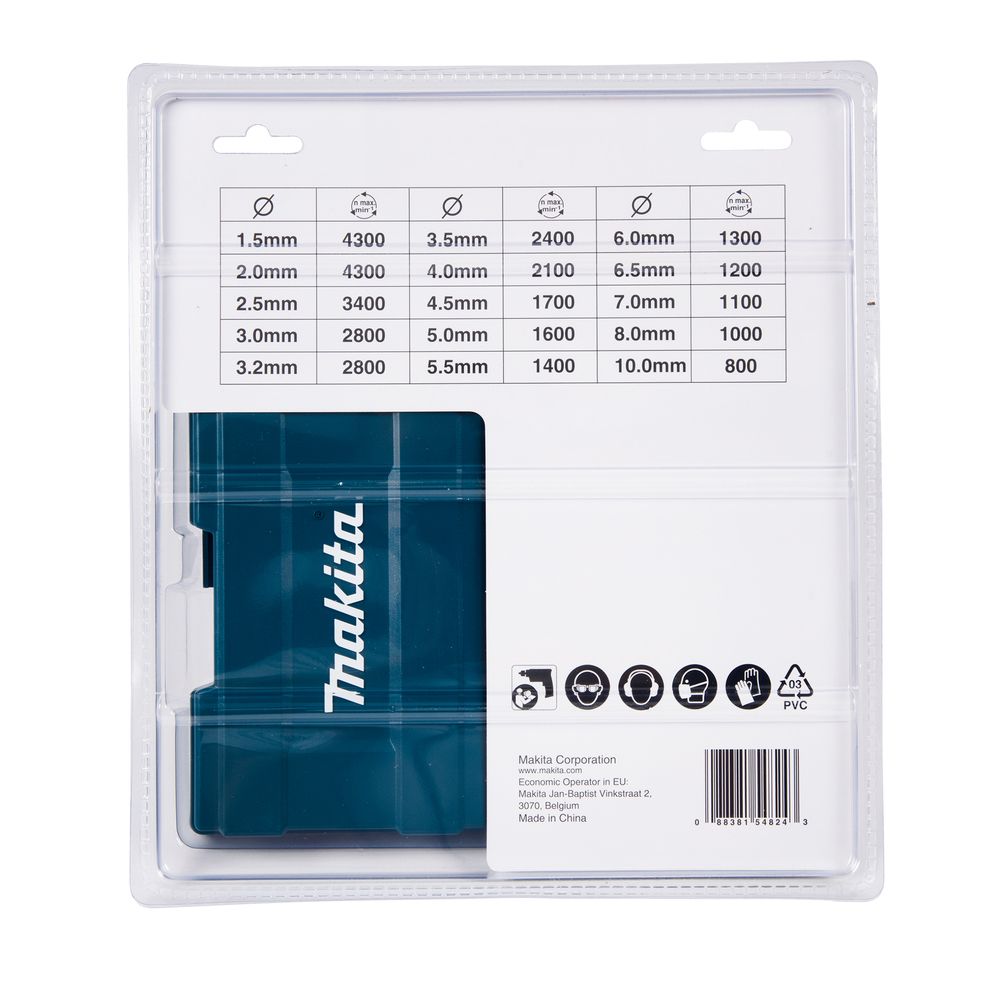 Набор сверл по металлу Makita, 1.5-10 мм, 19 шт. (D-67527)