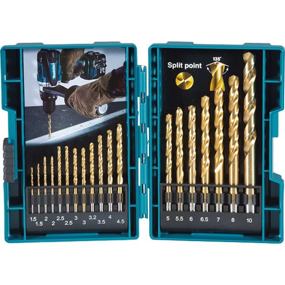 Набор сверл по металлу Makita, 1.5-10 мм, 19 шт. (D-67527)