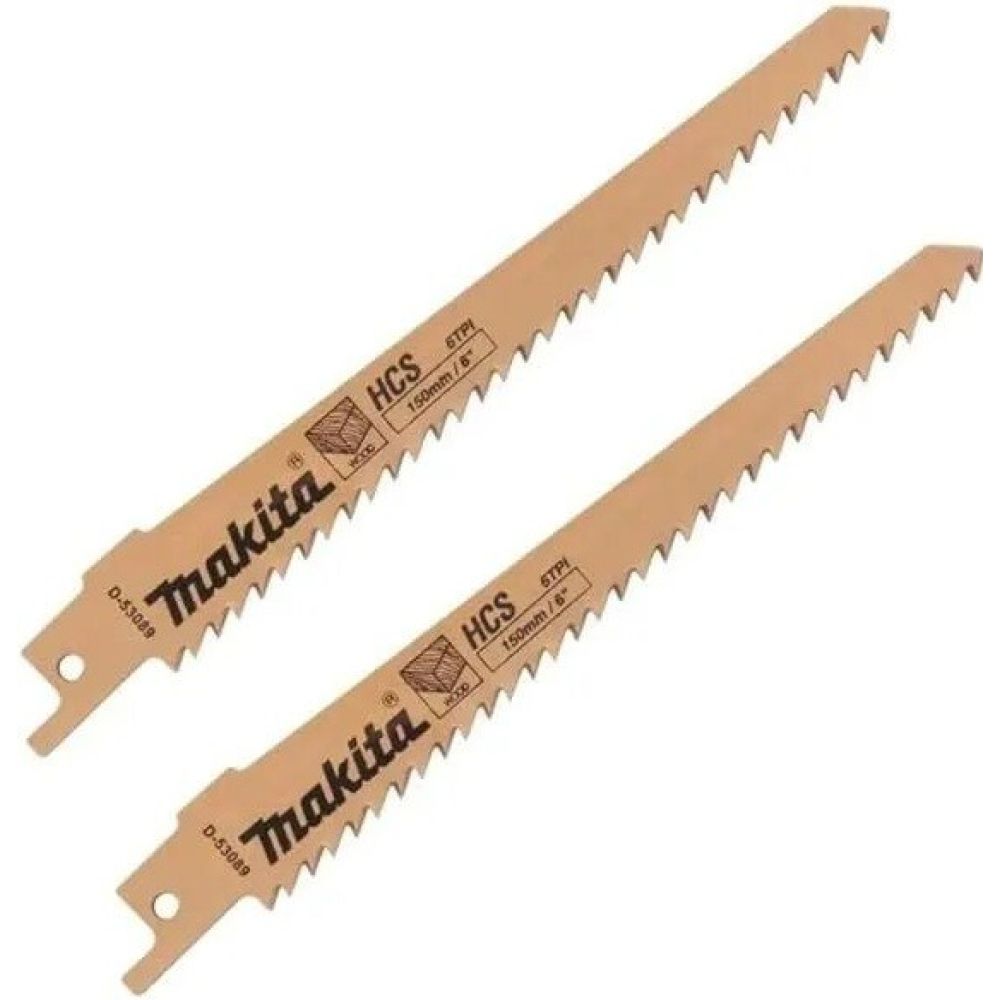 Полотно для сабельной пилы Makita по дереву, 150x1,2x6TPI, 2 шт, D-53089