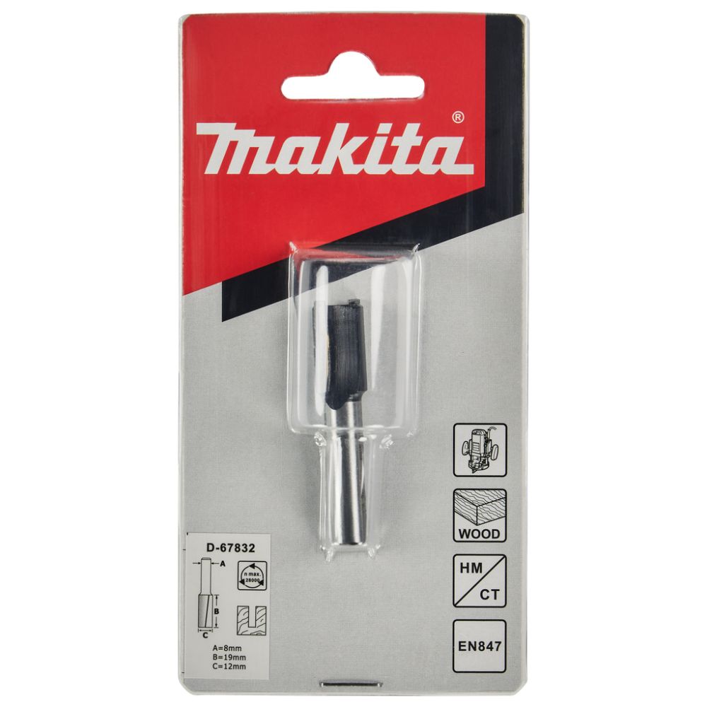Фреза Makita пазовая с 2 режущими кромками "Standard", 12х19х51 мм, (D-67832)
