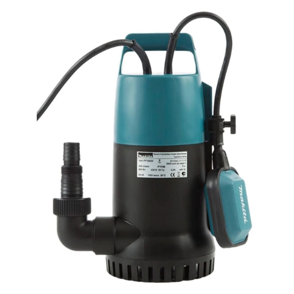 Дренажный насос Makita PF0800, 800 Вт, 0.9 бар, 220 л/мин