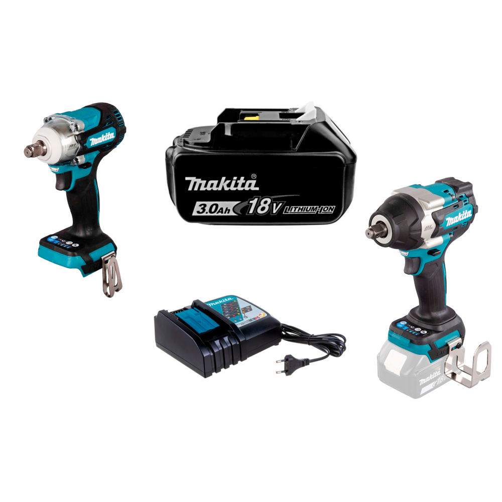 Набор: аккумуляторный ударный гайковерт Makita DTW300Z + аккумуляторный ударный гайковерт Makita DTW700Z + аккумулятор Makita 632M83-6 + зарядное устройство Makita 630793-1