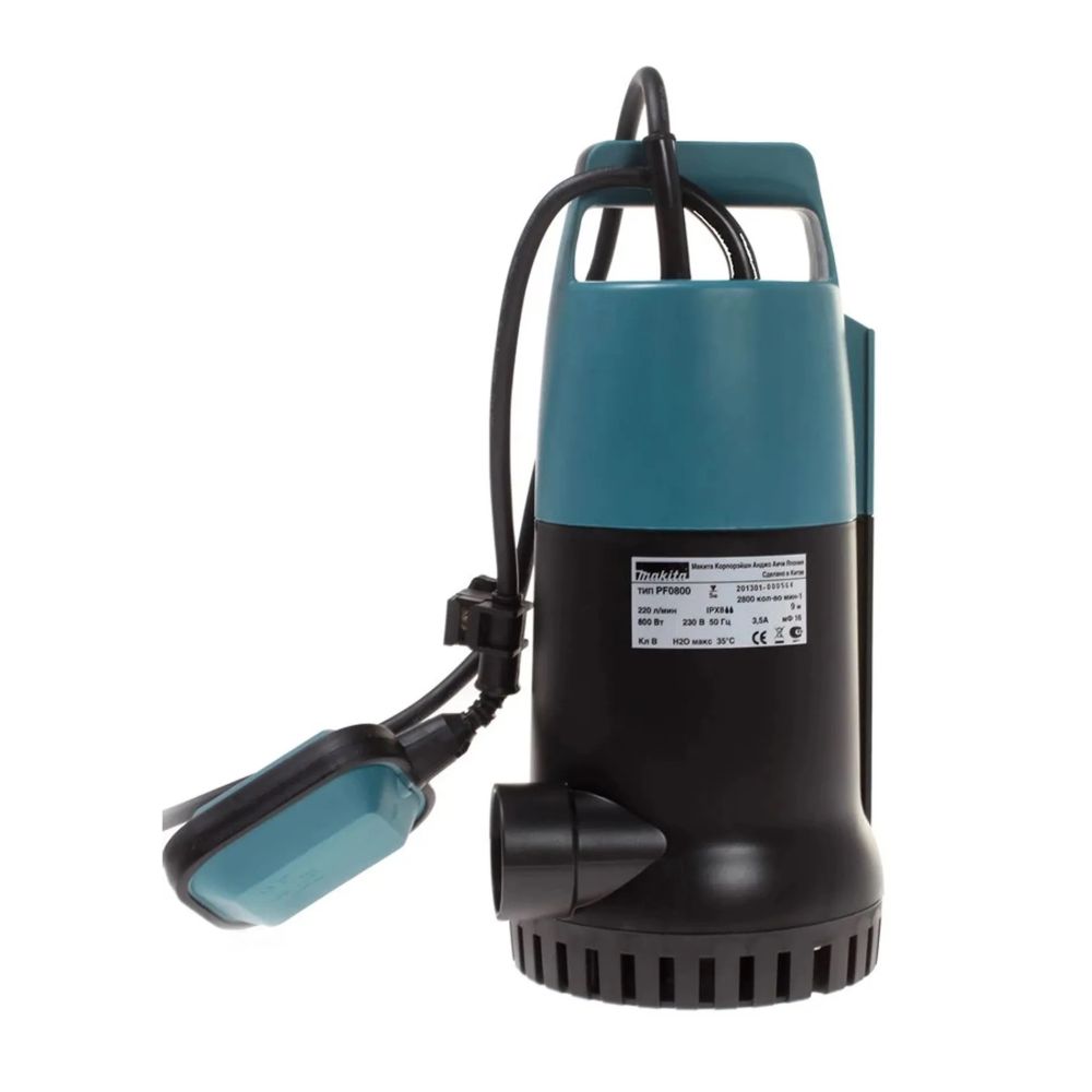 Дренажный насос Makita PF0800, 800 Вт, 0.9 бар, 220 л/мин