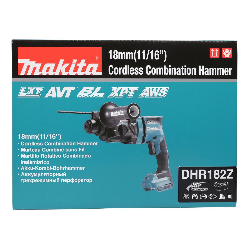 Аккумуляторный перфоратор Makita SDS-PLUS LXT, 18 В, 18 мм, 1,7 Дж, без АКБ и З/У, DHR182Z