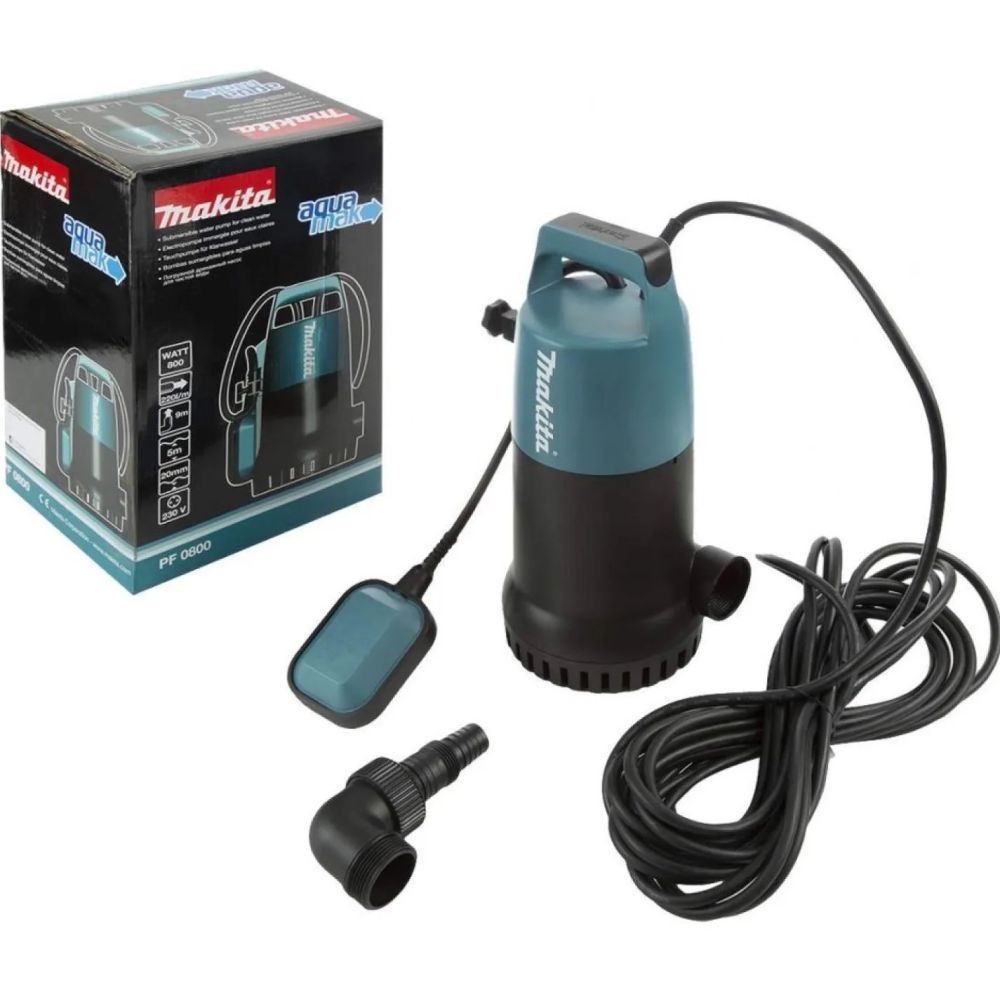 Дренажный насос Makita PF0800, 800 Вт, 0.9 бар, 220 л/мин