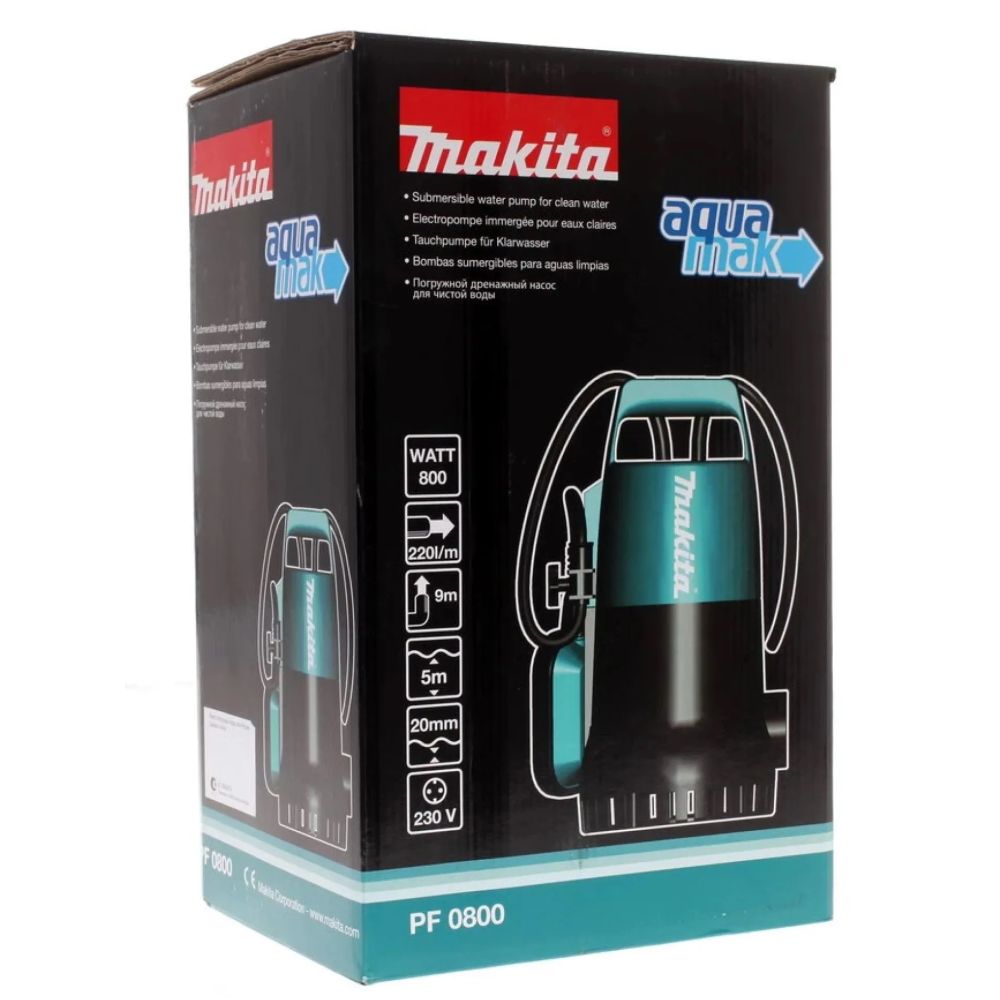 Дренажный насос Makita PF0800, 800 Вт, 0.9 бар, 220 л/мин