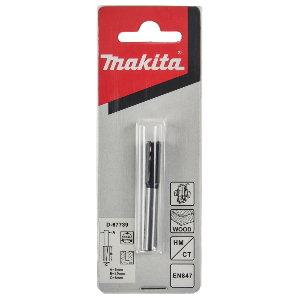 Фреза пазовая с 2 режущими кромками Makita "Эконом" 8x19x6x51x2T, D-67739