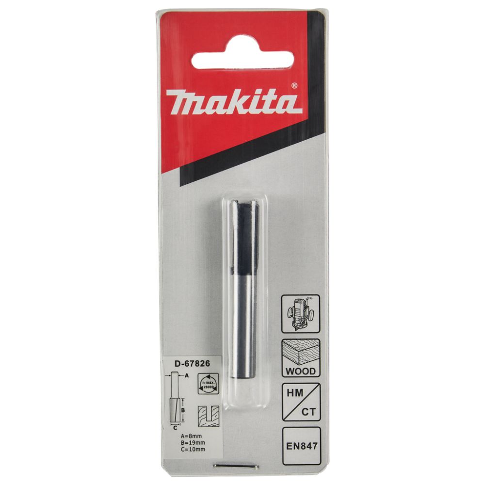 Фреза пазовая с 2 режущими кромками Makita "Эконом" 10x19x8x51x2T, D-67826