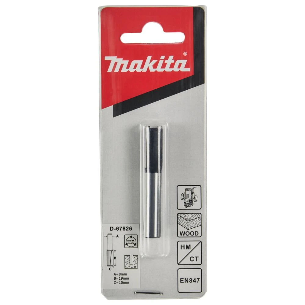 Фреза пазовая с 2 режущими кромками Makita "Эконом" 10x19x8x51x2T, D-67826