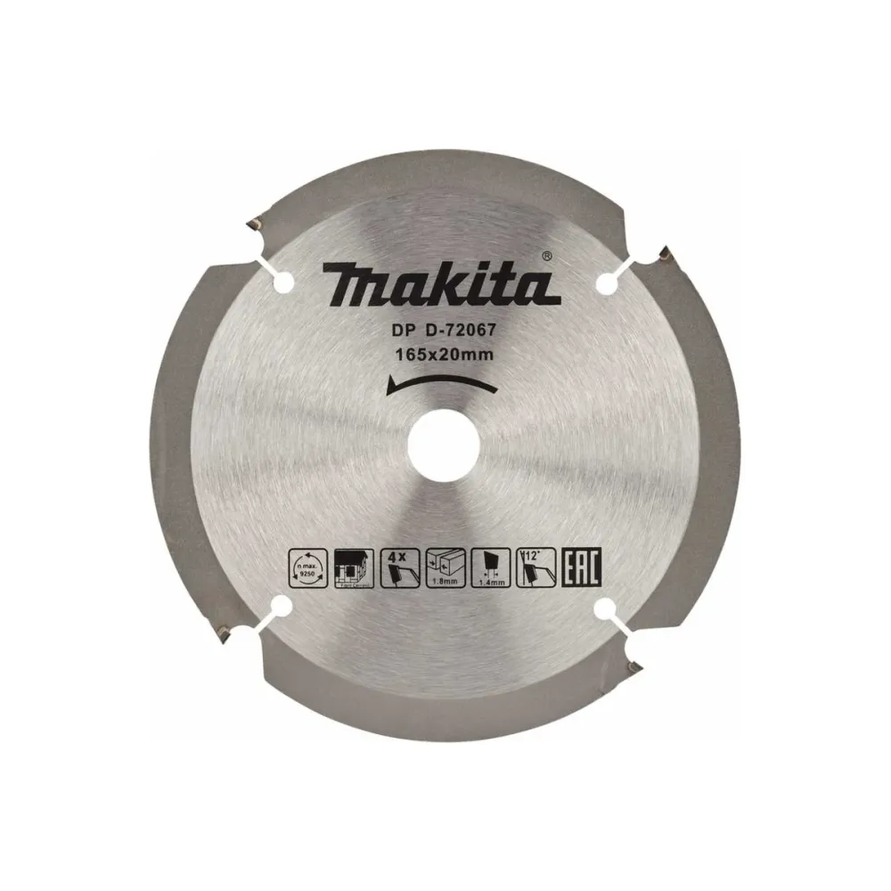 Диск пильный Makita D-72067, по фиброцементу, 165х20х1.4 мм