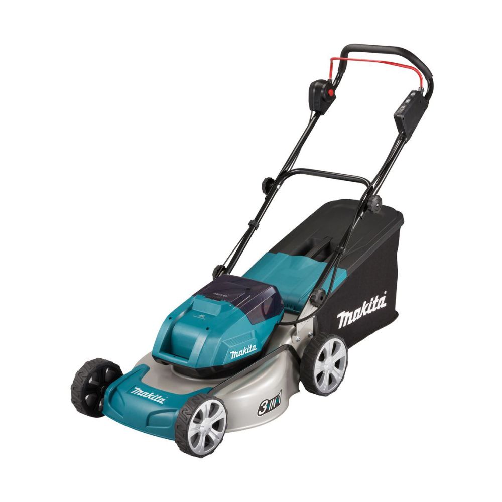 Аккумуляторная газонокосилка Makita DLM460PT2, 2х18 В, 3300 об/мин, 60 л, с 2 АКБ 5 Ач и ЗУ