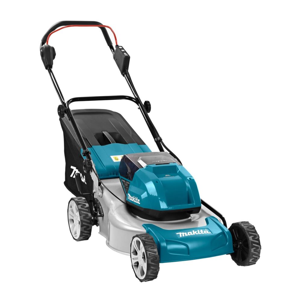 Аккумуляторная газонокосилка Makita DLM460PT2, 2х18 В, 3300 об/мин, 60 л, с 2 АКБ 5 Ач и ЗУ