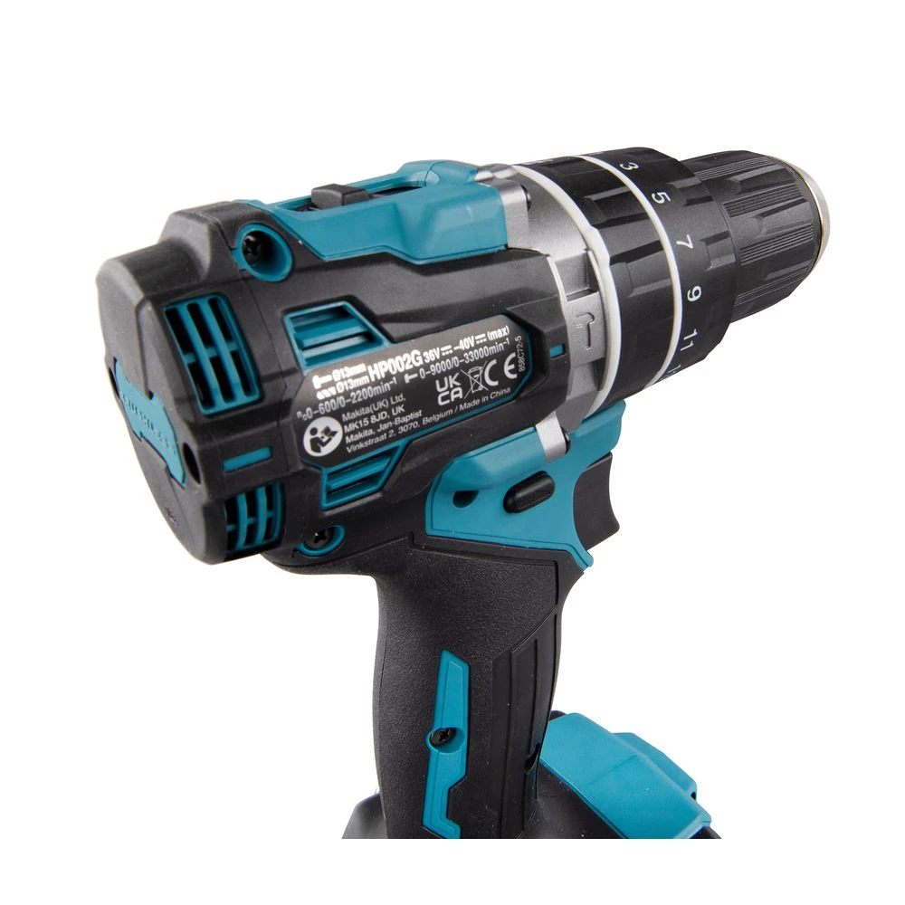 Аккумуляторная ударная дрель-шуруповерт Makita HP002GD201, 40 В, 2200 об/мин, 33000 уд/мин, с 2 АКБ 2.5 Ач и ЗУ, в кейсе