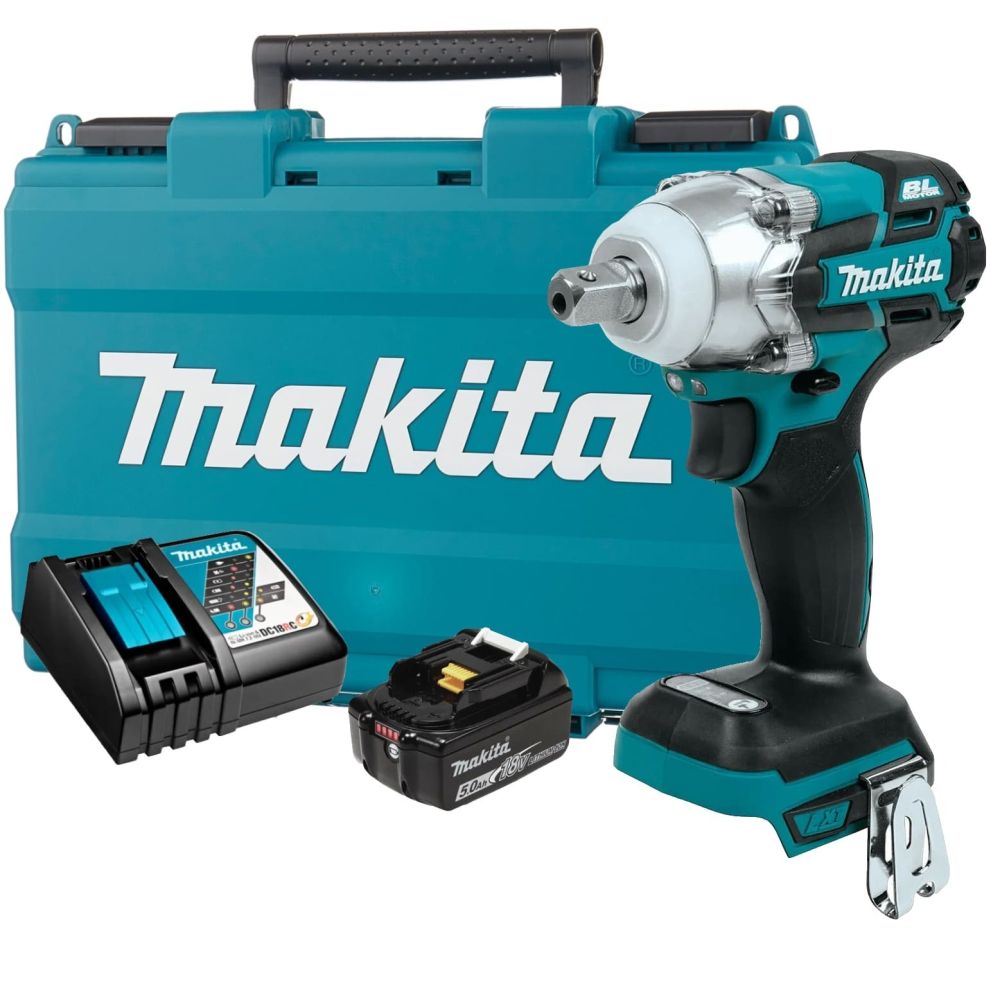 Набор: аккумуляторный ударный гайковерт Makita DTW285RTK с АКБ 5 Ач и ЗУ, в кейсе + аккумуляторная дрель-шуруповерт Makita DDF485Z + аккумулятор Makita 632M83-6 + зарядное устройство Makita 630793-1