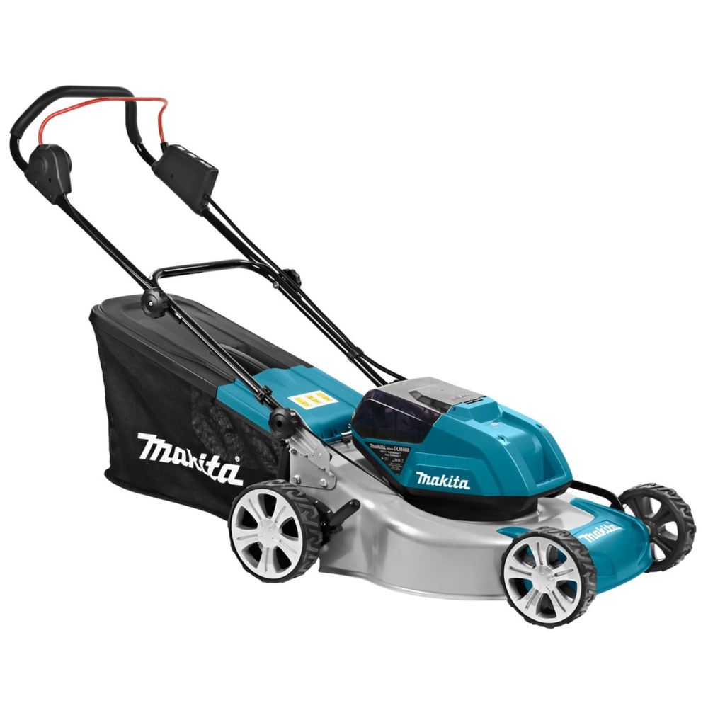 Аккумуляторная газонокосилка Makita DLM460PT2, 2х18 В, 3300 об/мин, 60 л, с 2 АКБ 5 Ач и ЗУ