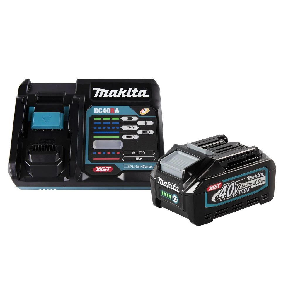 Набор Makita: аккyмулятoр ВL4040, Li-Ion, 40 В, 4 Ач и быстрое зaряднoе устройство DC40RA, 40 В, 6 А, 191J67-0