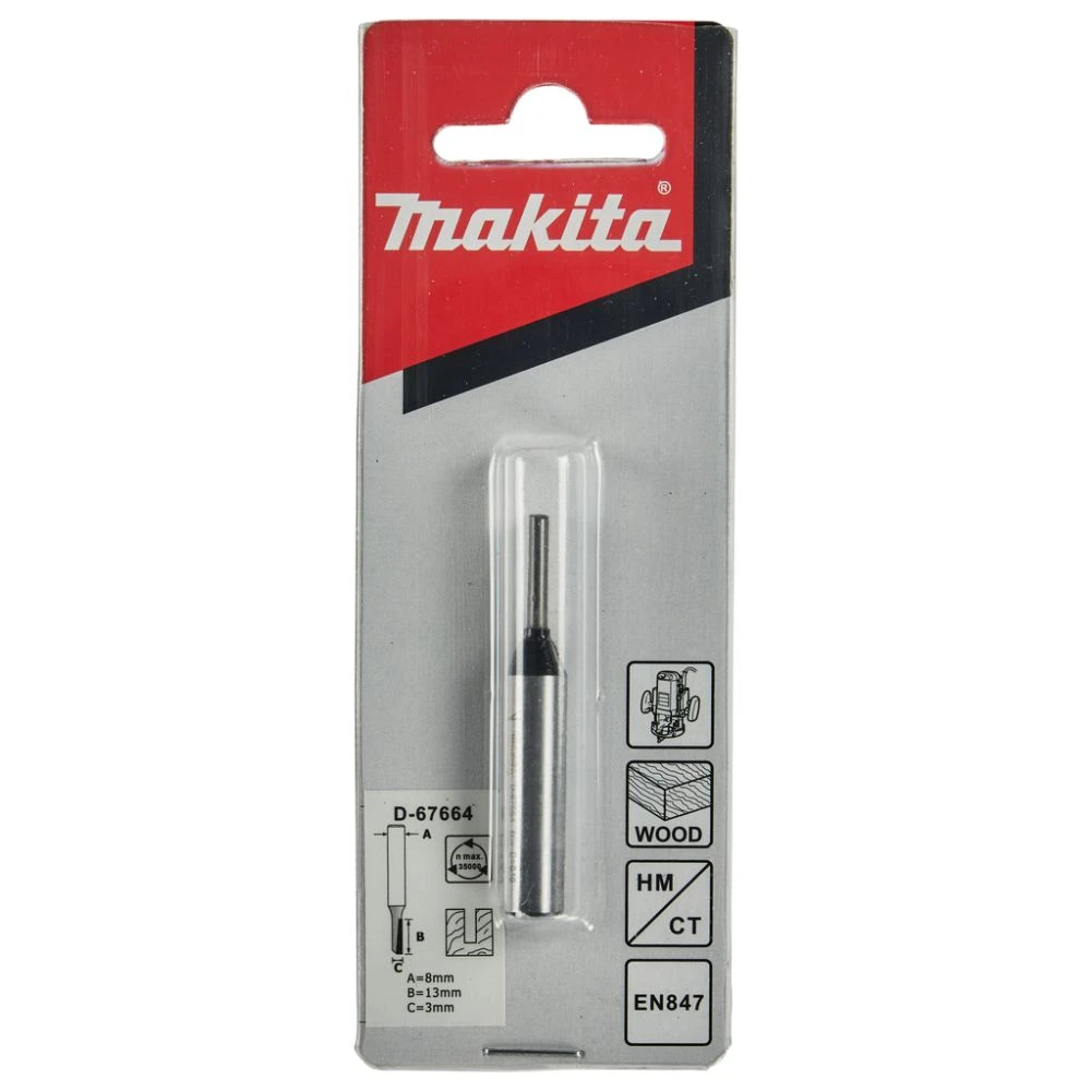 Фреза пазовая с 1 режущей кромкой Makita "Эконом" 3x13x8x51x1T, D-67664