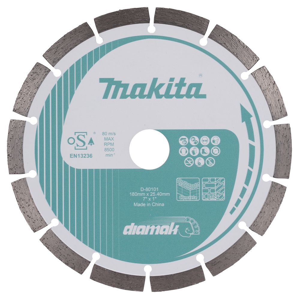 Диск алмазный Makita D-80101, по бетону/мрамору, 180х25.4 мм