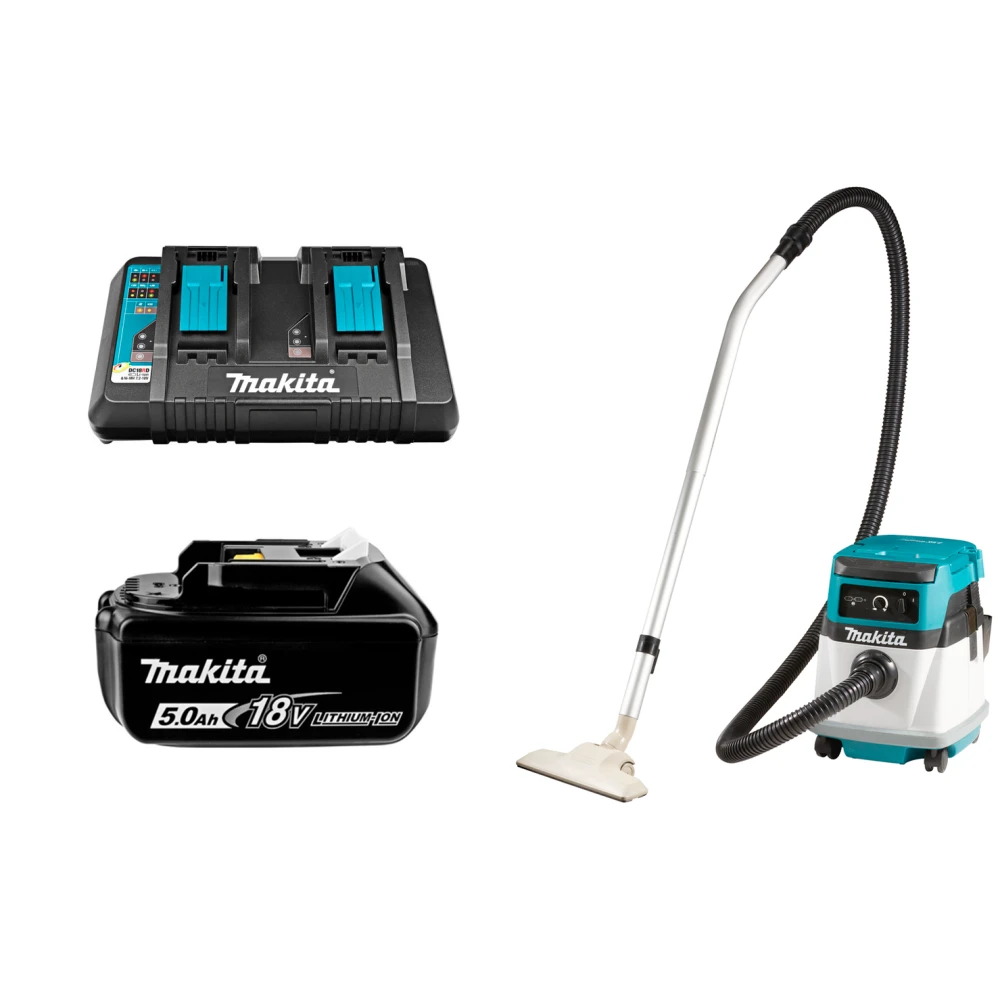 Набор: аккумуляторный пылесос Makita DVC150LZ + аккумулятор Makita 632G59-7 + зарядное устройство Makita 630876-7
