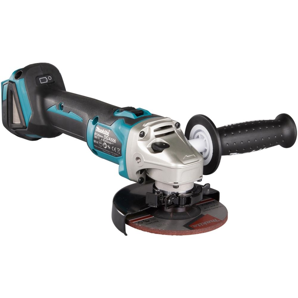 Аккумуляторная угловая шлифмашина Makita DGA506RME, 18 В, 125 мм, 8500 об/мин, с 2 АКБ 4 Ач и ЗУ, в кейсе