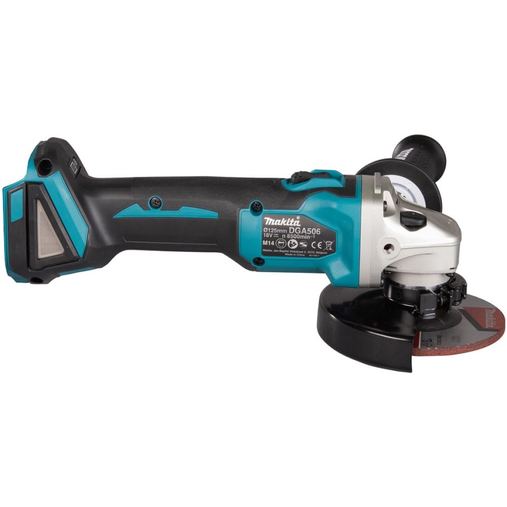 Аккумуляторная угловая шлифмашина Makita DGA506RME, 18 В, 125 мм, 8500 об/мин, с 2 АКБ 4 Ач и ЗУ, в кейсе