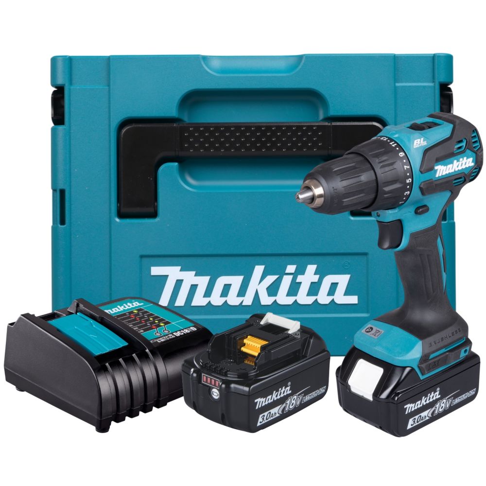 Аккумуляторная ударная дрель-шуруповерт Makita DHP490SFJ, 18 В, 1900 об/мин, 28500 уд/мин, с 2 АКБ 3 Ач и ЗУ, в кейсе MakPac