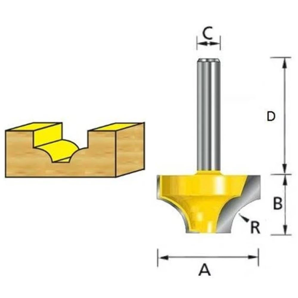 Фреза пазовая фасонная Makita "Каплевидная" 9, 5R 31, 8х16, 7х8х32х2Т, D-11019