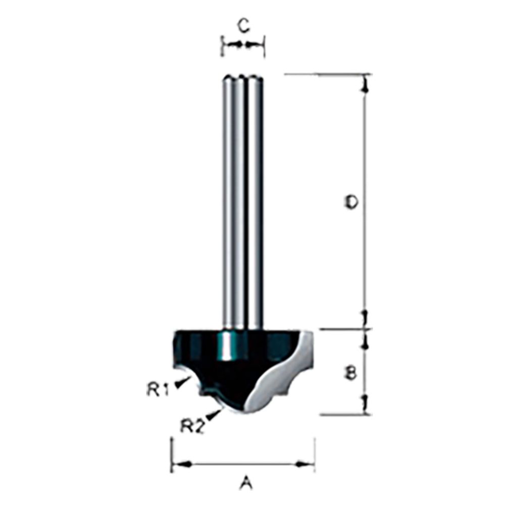 Фреза пазовая фасонная Makita 3, 18R 22х9, 9х8х40х2Т, хвост. подшипник, D-11156