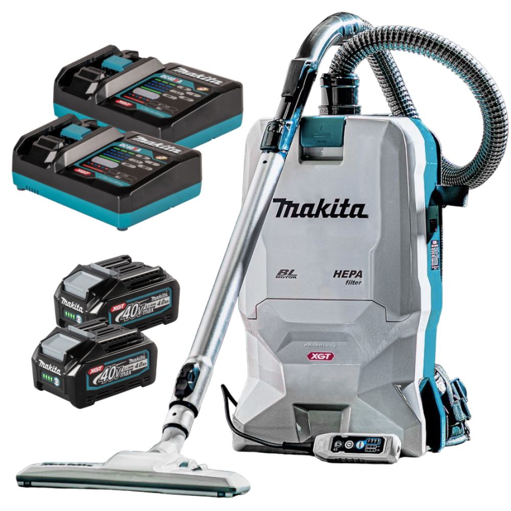 Аккумуляторный ранцевый пылесос Makita VC011G, 40 В, 6 л, с 2 АКБ 4 Ач и 2 ЗУ (PT1433)