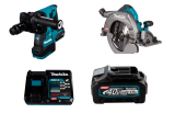 Набор: аккумуляторный перфоратор Makita HR004GZ + аккумуляторная дисковая пила Makita HS011GZ + аккумулятор с зарядным устройством Makita 191J67-0