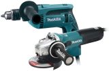 Набор электроинструмента Makita: дрель HP1640 + угловая шлифмашина GA5090X01 (ACSET-7)