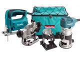 Набор Makita: кромочный фрезер RT0700CX2, 710 Вт, 30000 об/мин, в сумке + лобзик 4329, 450 Вт, 3100 ход/мин, PT1046