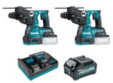 Набор Makita: 2 аккумуляторных перфоратора HR001GZ, 2.8 Дж, 5000 уд/мин + аккумулятор BL4040, 40 В, 4 Ач + быстрое зарядное устройство DC40RA, PT980