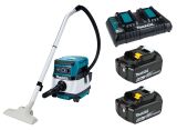 Набор Makita: аккумуляторный пылесос DVC860LZ, 8 л, 3.6 м³/мин + 2 аккумулятора BL1850B, 18 В, 5 Ач + зарядное устройство DC18RD, PT996